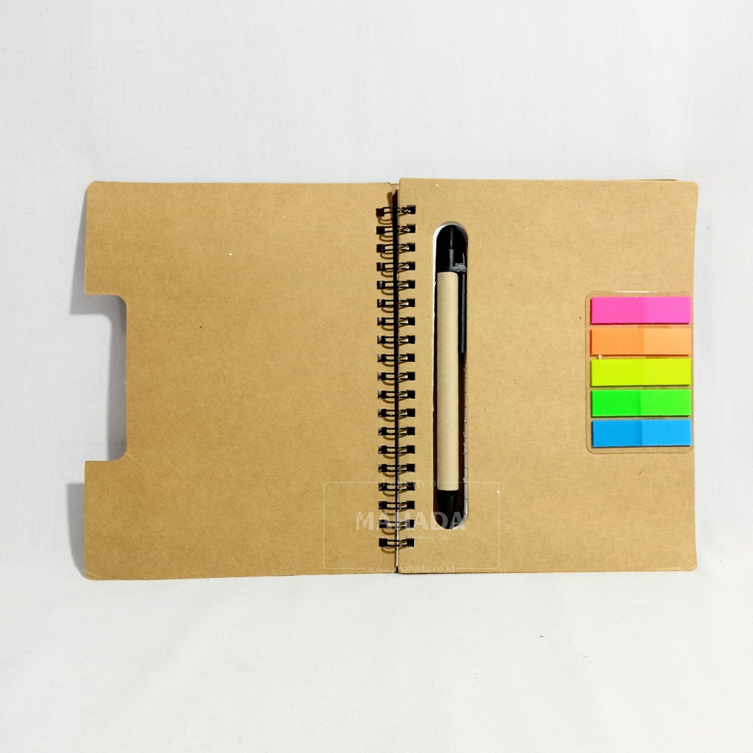 Buku Agenda Berbahan Softcover Model Memo Dengan Slot Pulpen dan Sticky Notes (4)