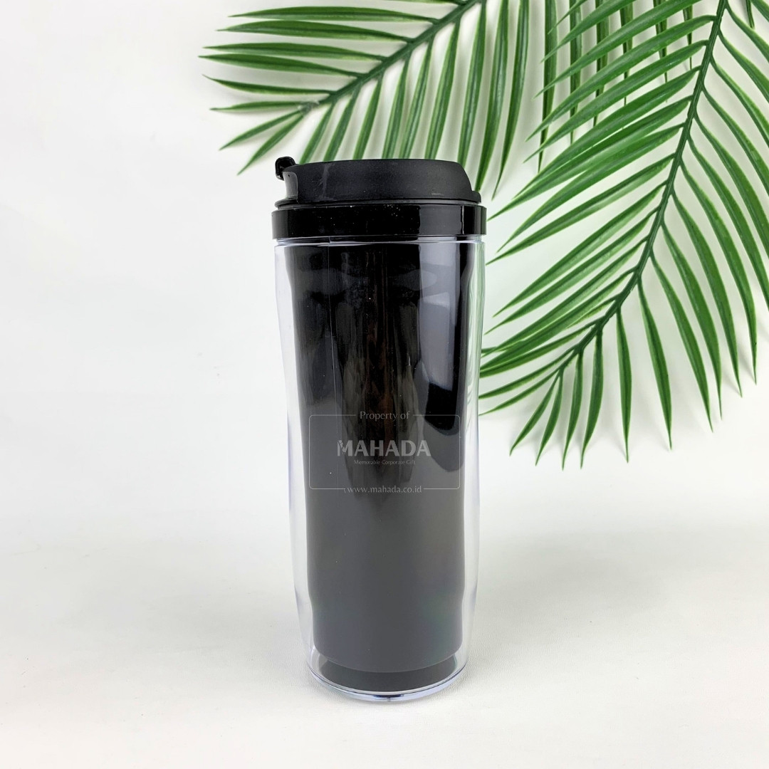 Tumbler Custom Berbahan Plastik Dengan Model Insert Paper Warna Hitam (5)