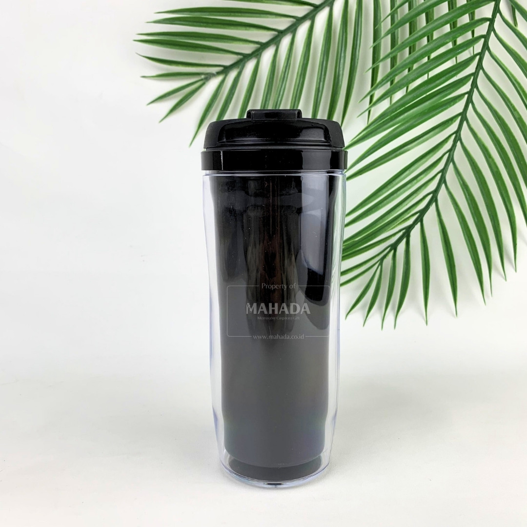 Tumbler Custom Berbahan Plastik Dengan Model Insert Paper Warna Hitam (7)