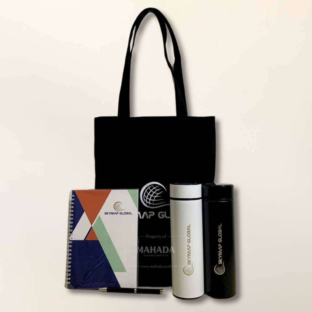 Souvenir Kantor 4 Berisi Tumbler, Buku Agenda, Pulpen dan Totebag